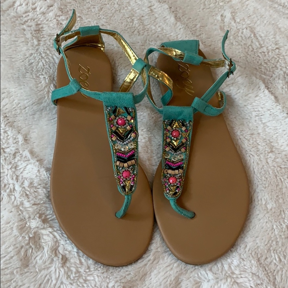 Women’s 7 - Teal Beaded Sandals from Francesca’s